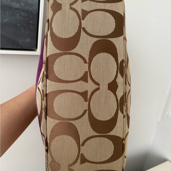 SOLD Coach Tan and Purple Shoulder Bag - Picture 7 of 11